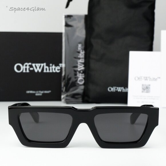 Off-White Men Sunglasses Black Grey Square OERI129 MANCHESTER 1007 BRAND NEW - Picture 1 of 10
